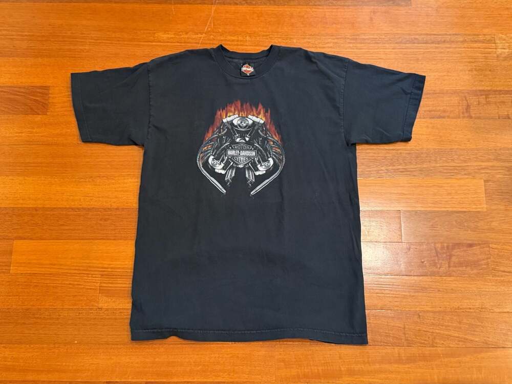 Harley-Davidson Motorcycles Flames T-Shirt XL Black Men's Motodrom European Bike - Picture 1 of 7